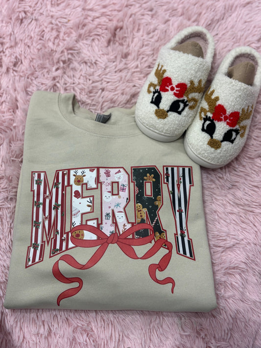 Merry Crewneck~ Sand